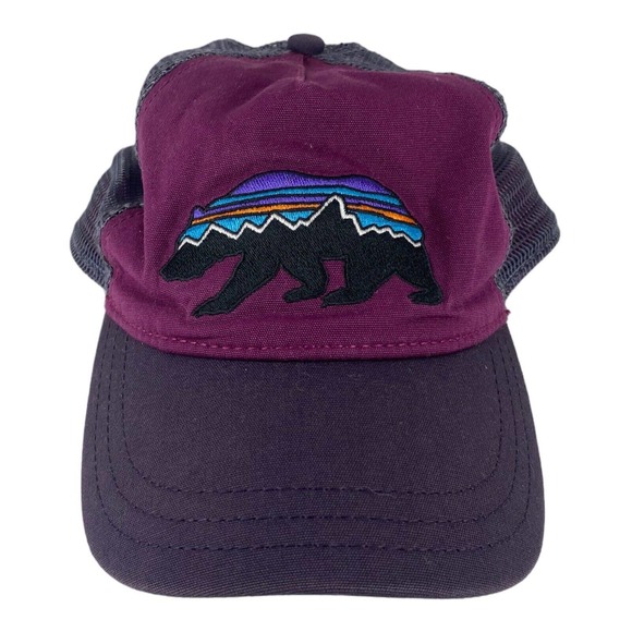 Patagonia Accessories - Patagonia Hat Cap Purple Fitz Roy Bear Layback Trucker Strapback Adjustable Hat